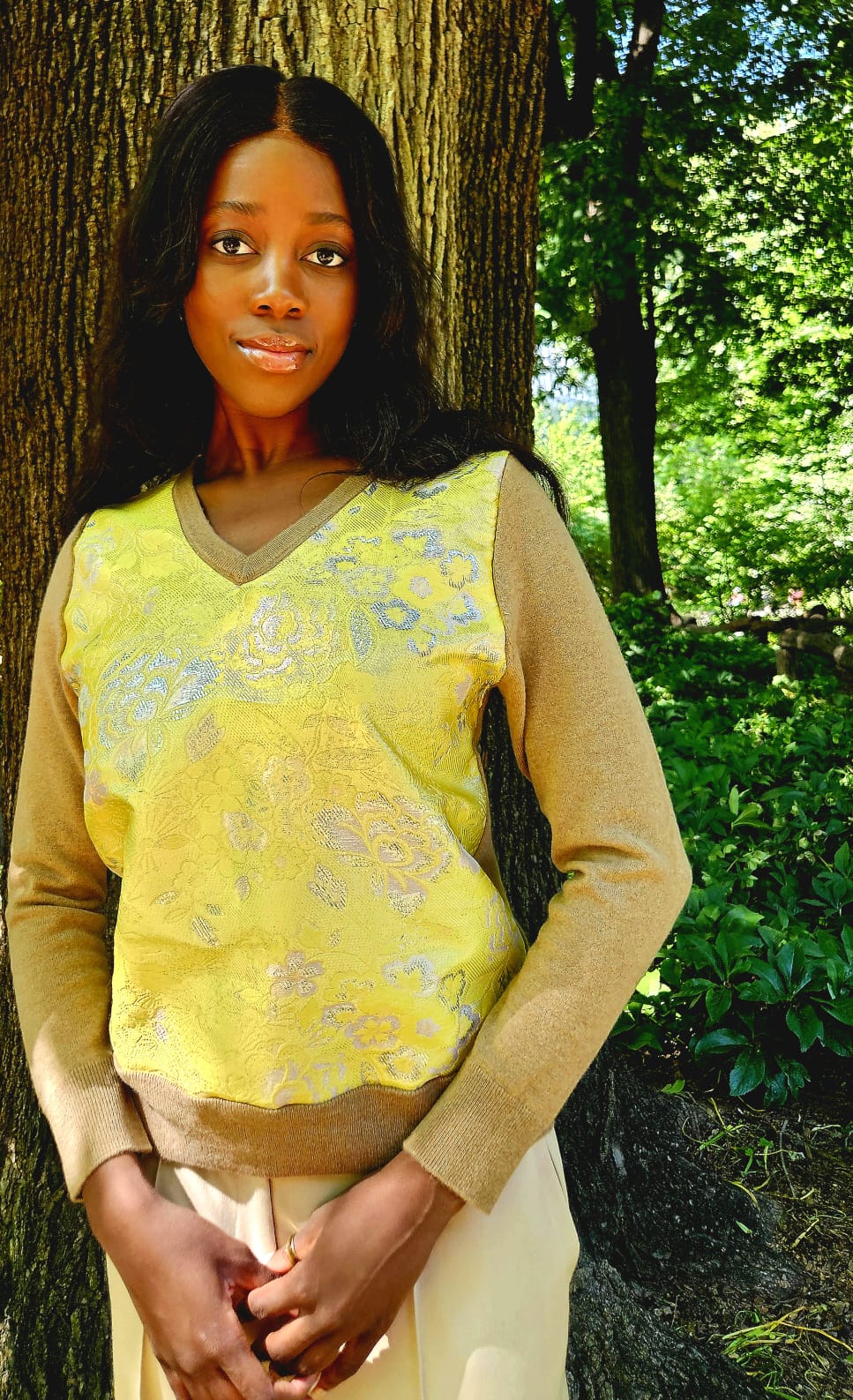 buttercup yellow v-neck sweater