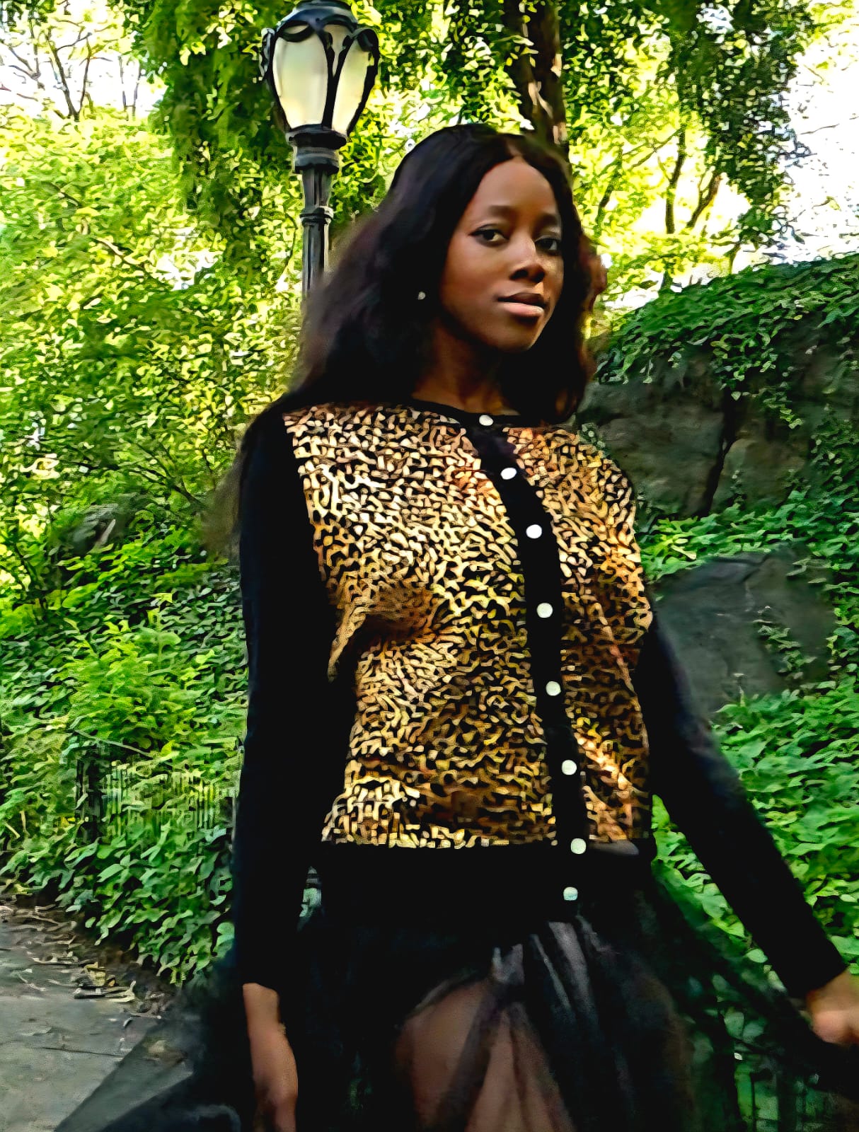 golden metallic crewneck cardigan