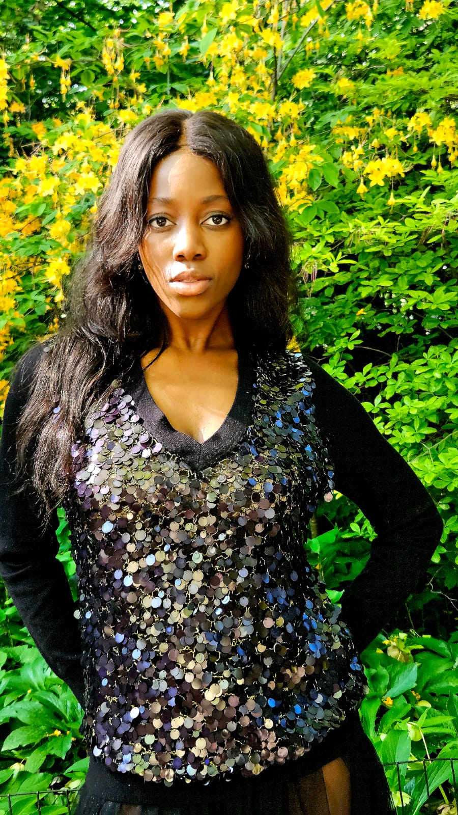 Onyx Discs v-neck sweater