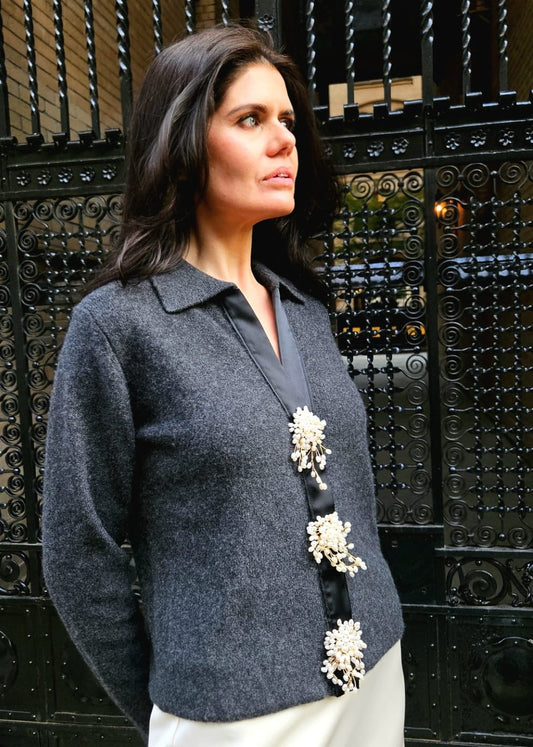 Collard Cardigan - Pearls